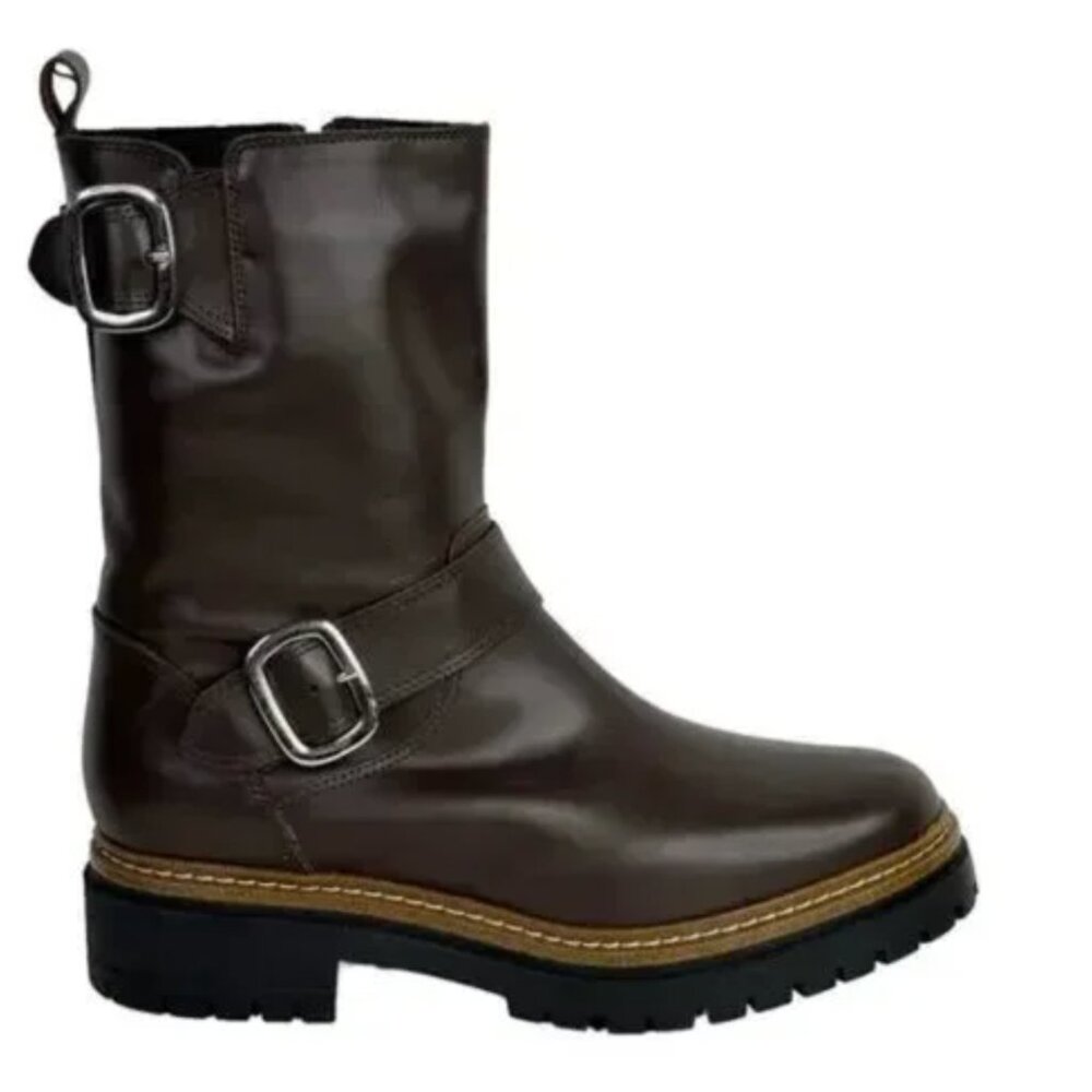 Fabianelli Leather Boots sz 39 Biker Double Buckle Chunky Mid Lug sz 39 Italy
